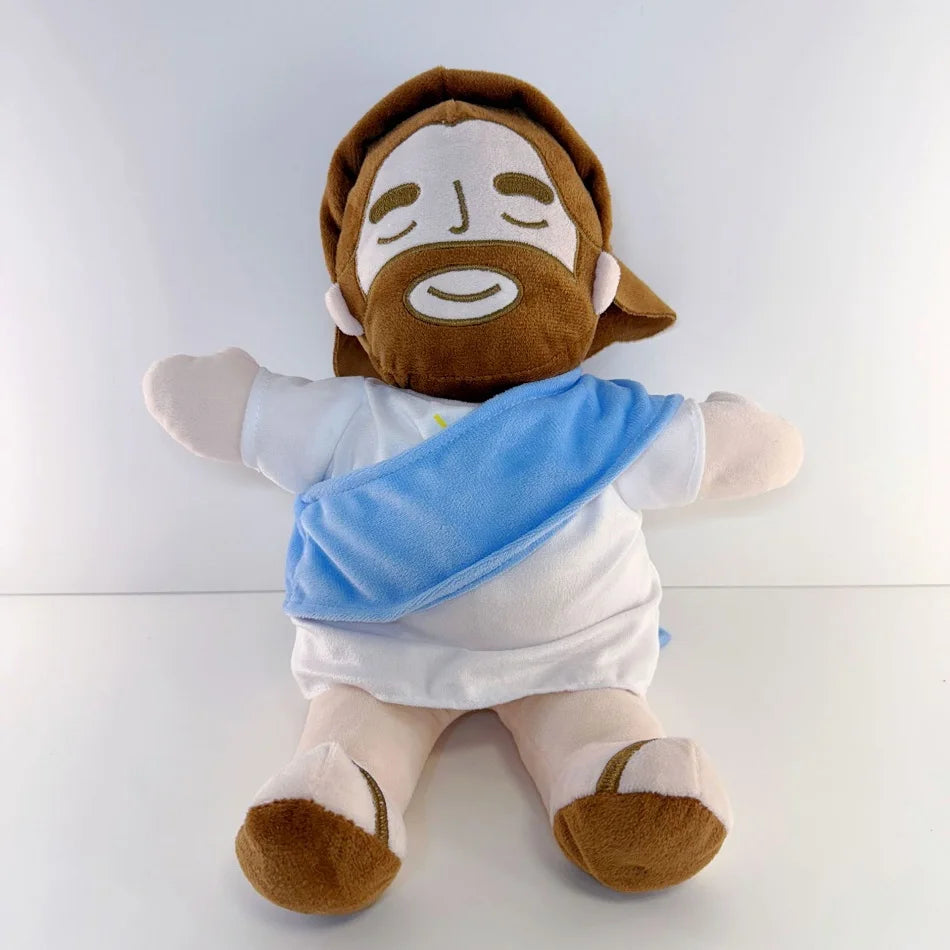 Maria and Jesus Baby Sleeping Companion Sound Soothing Musical Plush Toys with Air Bag and Light Doll Breathing Kawaii Toy Gifts