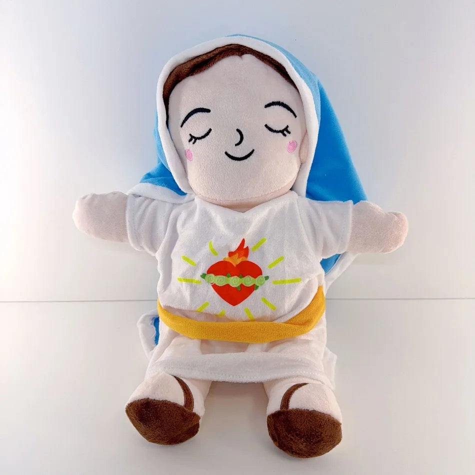 Maria and Jesus Baby Sleeping Companion Sound Soothing Musical Plush Toys with Air Bag and Light Doll Breathing Kawaii Toy Gifts